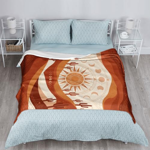 Couverture décorative bohème lune en terracotta, plaid d'exception 127x152