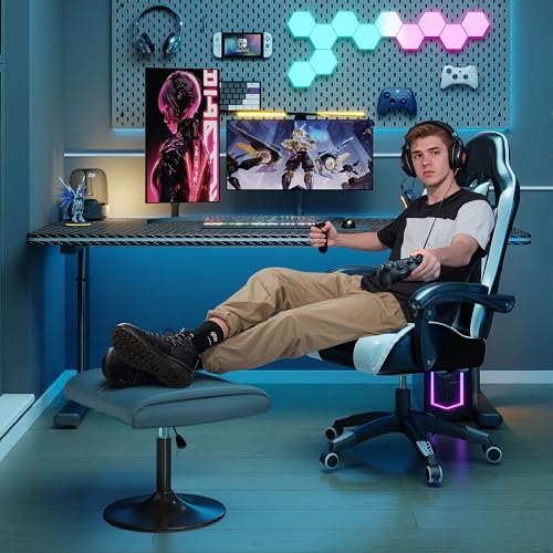 Image of VECELO Foot Rest Under Desk Ottoman, PU Height Adjustable Footrest with Comfort Padding, Leg Rest for Desk for Relieving Leg Pain, Stiffness, and etc, Gray