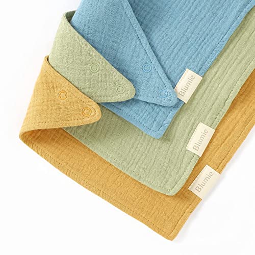 Blumie Set of 3 100% Organic Cotton Baby Bandana dribble bibs for boys and girls (Ocean Blue Set) - Image 3