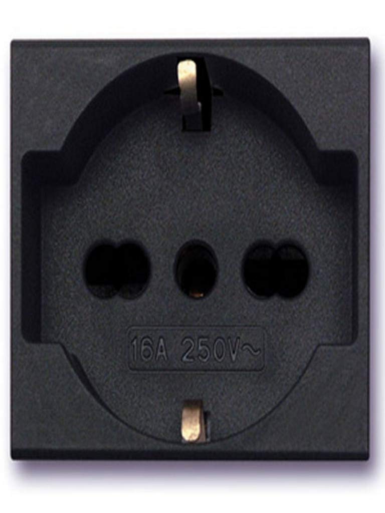 Prise Unel By-pass 2P+T 10/16 A Noir robuste référence 45390 - 2