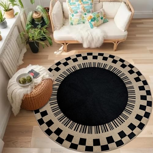 Tapete redondo de yute sintético 5ft negro miniatura 1