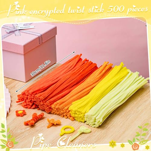 Image of Peryiter 500 Pcs Pipe Cleaners for DIY Flower Bouquets, Chenille Stems for Graduation Bouquet Crafts, Fuzzy Sticks for Handmade Flowers, DIY Gift, Art Projects(Orange,12 Inch)