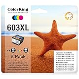 603XL 603 XL Tintenpatrone Ersatz ColorKing Kompatibel für Epson 603XL für XP-2100 XP-2105 XP-3100 XP-3105 XP-4100 XP-4105 Workforce WF-2810 WF-2830 WF-2835 WF-2850 (2Schwarz, 1Cyan, 1Gelb , 1Magenta)
