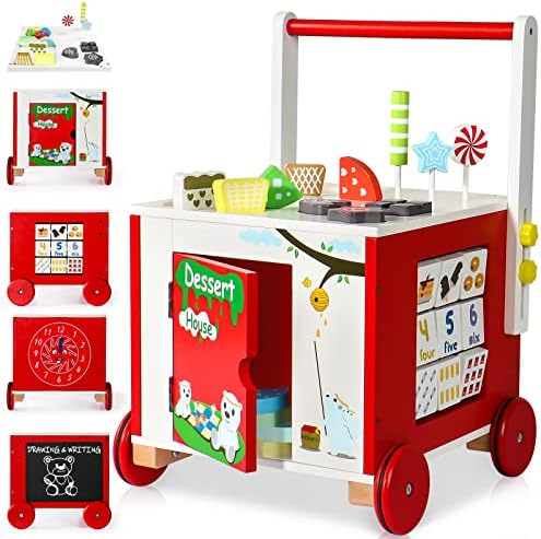 Baby Walker for Girls Boys Toddler Toys Age 1-2 Baby Activity Center Learning Wooden Toys for 1 2 3 Year Old Baby Boy Girl Birthday Gifts Kids Infant Baby Toys 12-18 Months, Assembly Required