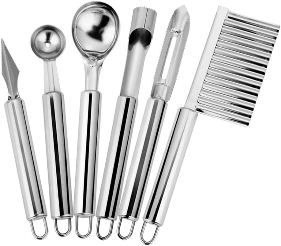 6-piece Set Of Melon And Fruit Remover Carving Ice Cream Ball Scoop Peeler Vegetable Cutter Kitchen Tool