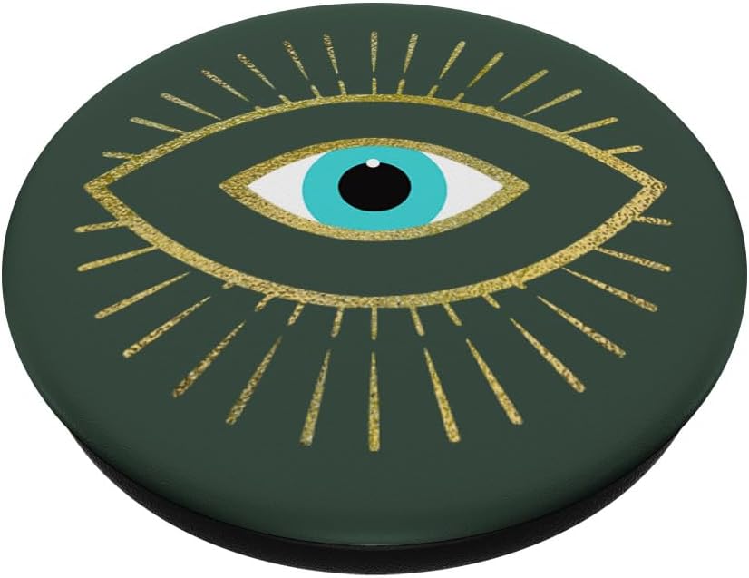 Yellow Evil Eye Forrest Green PopSockets Adhesive PopGrip - Image 2