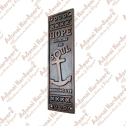 Adonai Hardware"Hope Anchors The Soul" Brass Push Plate - Oil Rubbed Bronze