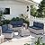 Muphyers 6-Piece Outdoor Patio Furniture Set Wicker Rattan Sectional Sofa Set, Patio Conversation Set with Thickened Cushions & Coffee Table for Garden, Backyard, Navy Blue