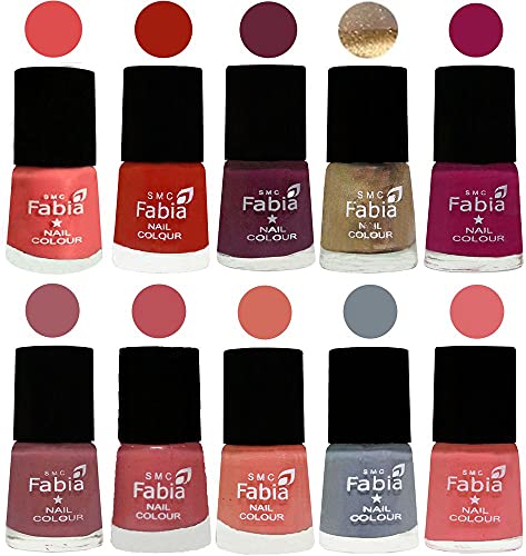 Image of ALL IN ONE (PACK OF 10), Long Lasting Glossy Nail Polish, 6 ml Each, All Vibrant Colours,01815
