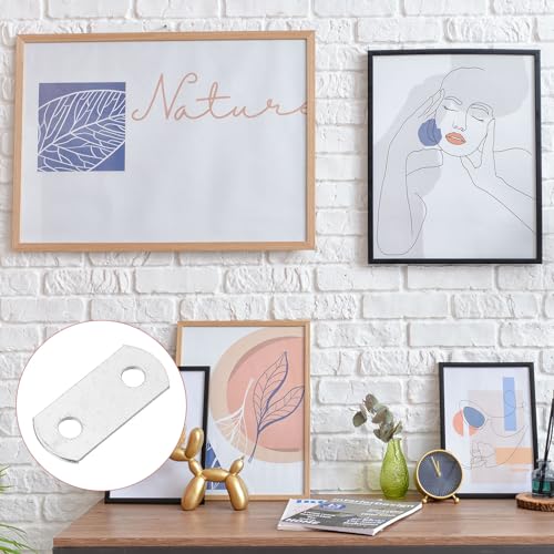 Image of uxcell 20 Pcs 0 /0 Flush Canvas Clips, Picture Framing Mirror Clips Z Shape Canvas Painting Mounting Clips with 2 Mounting Holes with Screws, Silver
