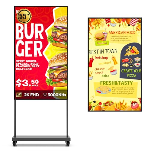 Image of 55 inch Digital Signage Display for Shop Window, 3000 Nits High Brightness, 1080P LCD Screen, Auto Brightness Light Sensor, Remote Control and APP Control, High Temperature Resistant, HDMI /USB /WiFi
