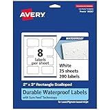 Avery Durable Waterproof Rectangle Scalloped Labels, Sure Feed Technology, 2