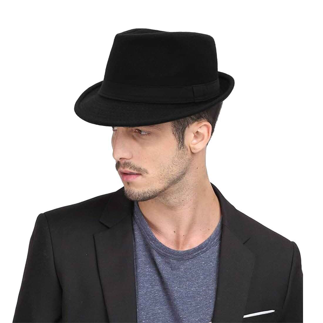 Fedora Hat Men Felt Panama Jazz Hat Women Classic Manhattan Structured Trilby Hat Short Brim Vintage Fedora Hat Band