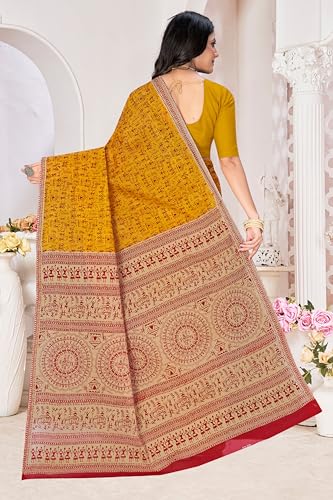 Image of TAMAIRA FASHION Mulmul Pure Cotton Saree For Woman Warli Printed |Office Wear Daily Wear Sarees For Women Without Blouse Piece(Available in 16 Colours)