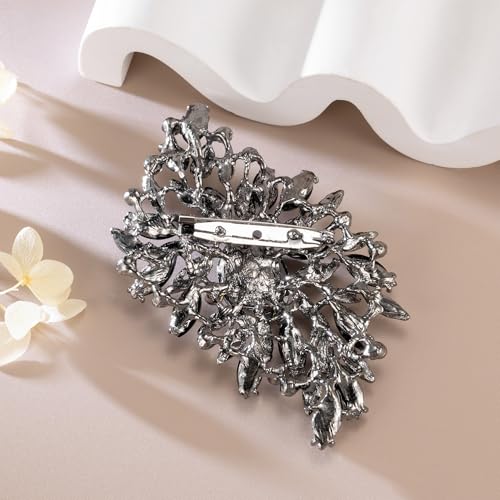 Image of SELOVO Big Large Leaf Brooches and Pins Scarf Decoration Gold Tone