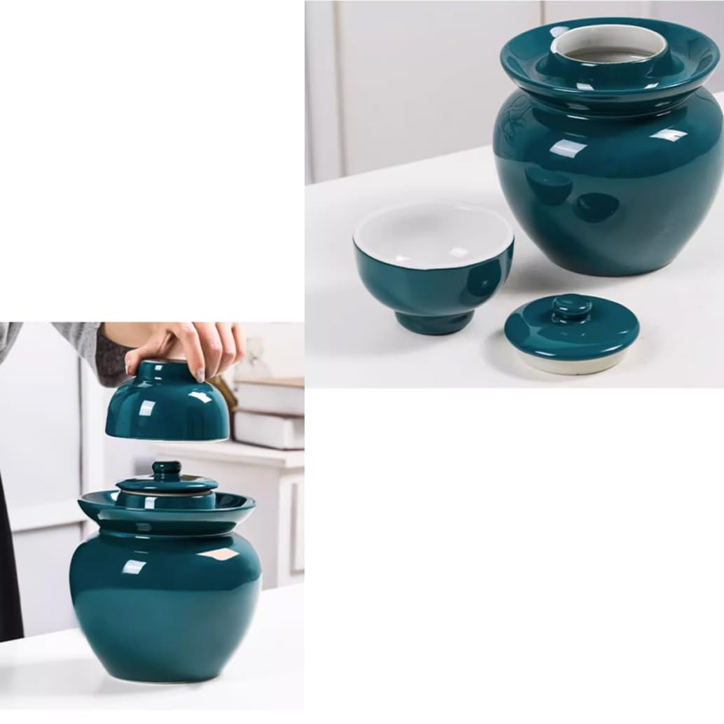 Ceramiczny słoik na marynaty z pokrywkami, duży tradycyjny chiński porcelanowy słoik do marynowania, ceramiczny garnek fermentacyjny z uszczelką wodną pokrywką śluzy powietrznej, garnek z kapustą