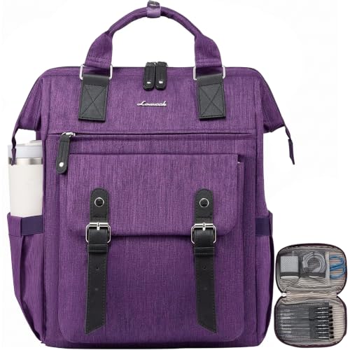 LOVEVOOK 17 inch Laptop Backpack for Women, Teacher Nurse Work Travel Backpacks Purse,Computer Bag, Purple