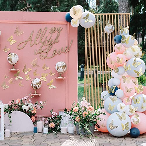 SEREBRUM 3D Metallic Finish Home Decor Butterfly Wall Stickers - Self-Adhesive Decorations Party Set of 12 (Golden) 10 x 10 x 2 cms