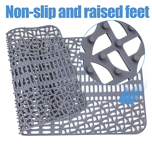 Justogo Sink Protectors For Kitchen Sink,Silicone Sink Mat Grid Accessory 26"X 13",1 Pcs Non-Slip Grey Sink Mats For Bottom Of Kitchen Farmhouse Stainless Steel Porcelain Sink #TOP4