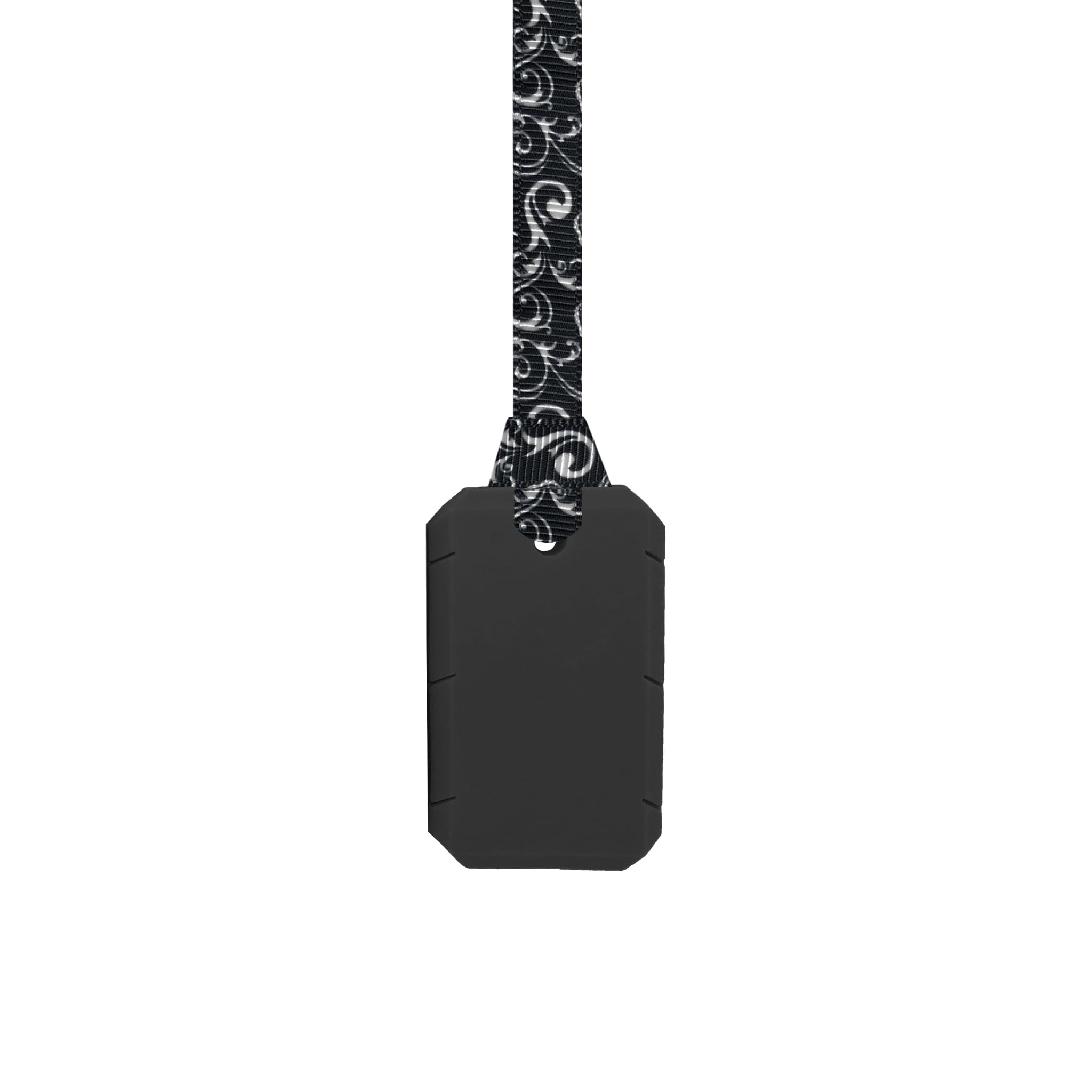 Taggles Chew Necklace - Discreet Adult/Teen Jewellery - Autism ADHD Stimming/Anxiety Aid - Black with Lanyard/Cord (6 Designs Available) (Black Swirls, 54cm Lanyard)