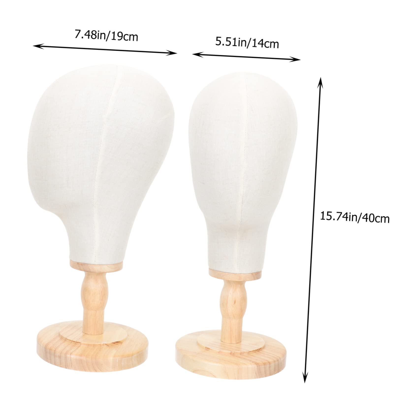 ULTECHNOVO Mannequin de Tête en Lin Support Postiche, Surface Lisse et Socle en Bois pour Usage Quotidien et Présentation de Bonnets et Lunettes