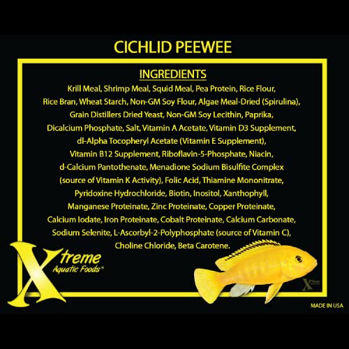 Xtreme Aquatic Fish Food - Nutritionally Balanced Professional Formula - Balanced Amino Acid Profile And No Hormones - Made In Usa - Slow Sinking Cichlid Peewee Pellets (1.25 Lbs) #TOP3