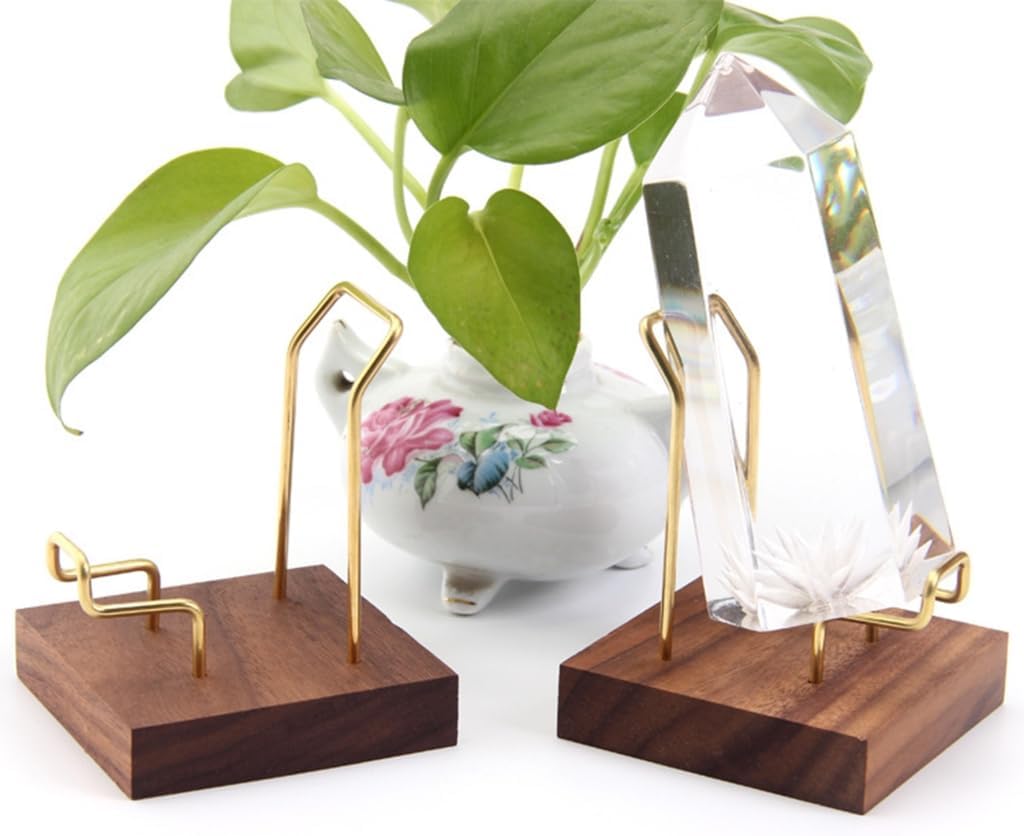Walnut Crystal Display Stand Mineral Specimens Storage Holder Household