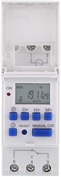 Digital Time Switch, Electronic Weekly Programmable Timer Relay Switch with LCD Display 16 On and 8 Off Relay Timer Relay Timer (AC/DC12V)
