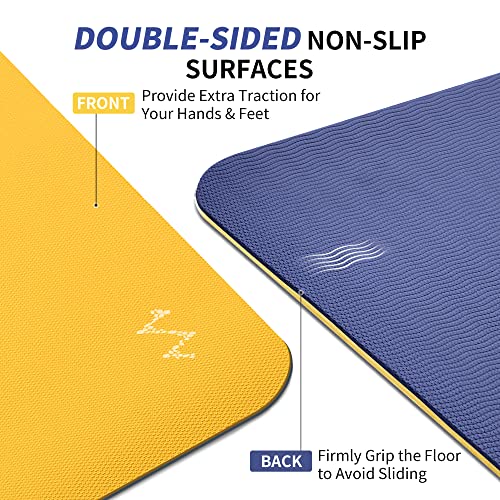 Cambivo Extra Wide Yoga Mat For Women And Men (72"X 32"X 1/4"), Eco-Friendly Sgs Certified, Large Tpe Exercise Fitness Mat For Yoga, Pilates, Workout (6Mm, Yellow) #TOP2