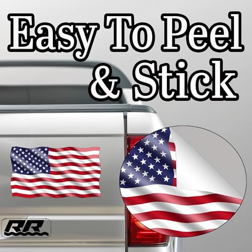 Rogue River Tactical 10x6 Large Waving American USA Flag Truck Window Decal Patriotic Auto Bumper Sticker Vinyl for Car Truck RV SUV Boat Support US Military - Thumbnail 3
