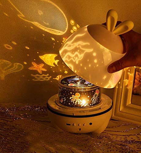 Proyector de estrellas luz nocturna para bebé, proyector de música giratorio, cable USB, luz cálida, el mejor regalo para niños, dormitorio, noche, decoración, fiesta