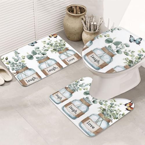 Alfombras de baño para ducha con plantas verdes estilo botánico 2