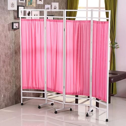 Portable 4-Panel Privacy Room Divider on Wheels - Foldable Partition for Offices, Salons, Clinics, Hospitals - Space-Saving Blue Privacy Screen