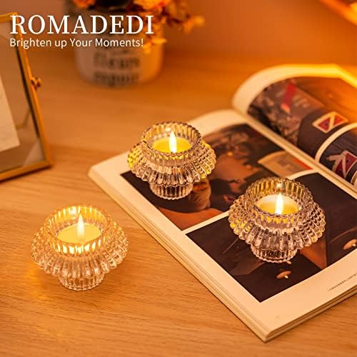 Tealight Candle Holder Glass Candlestick 2-in-1 - Set of 6 Crystal for Taper Tea Light Candles Table Centerpiece Decoration Wedding Party Christmas Home Decor