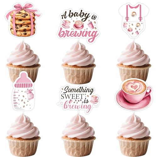 Décorations cupcake A Baby is Brewing pour fournitures de révélation de sexe et baby shower