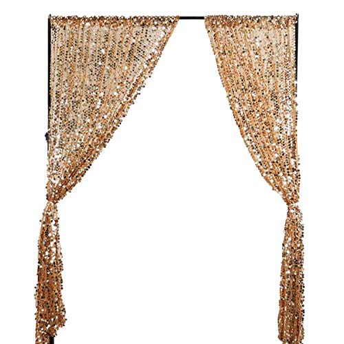 Sfn Gold Payatte Sequin Drapes Curtains Panels,Fashion 9Ftx9Ft Backdrop Home Party Decoration Supplies #TOP1
