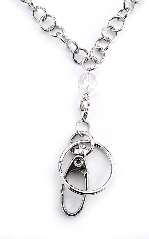 Lanyards for ID Badges, Fashionable Transparent Beaded Stainless Steel Necklace, Key Chain Name Badge Holder, Detachable Neck Lanyard for Teachers, Doctors, Nurses, Employee, Women - Image 3