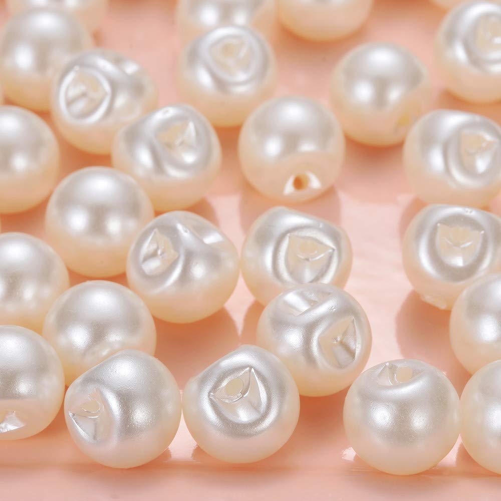 50 Bottoni Con Perle E Gambo, Rotondi, Colore Bianco – Per Decorazioni Fai Da Te Su Gonne, Maglioni, Camicie, Cappelli E Accessori