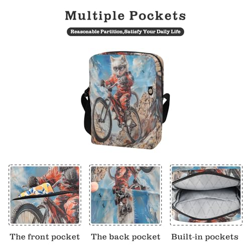 men's messenger bag Crossbody Bags For Women Women's Purses Adjustable Strap for Shopping Shopping- Kitten As Biker2