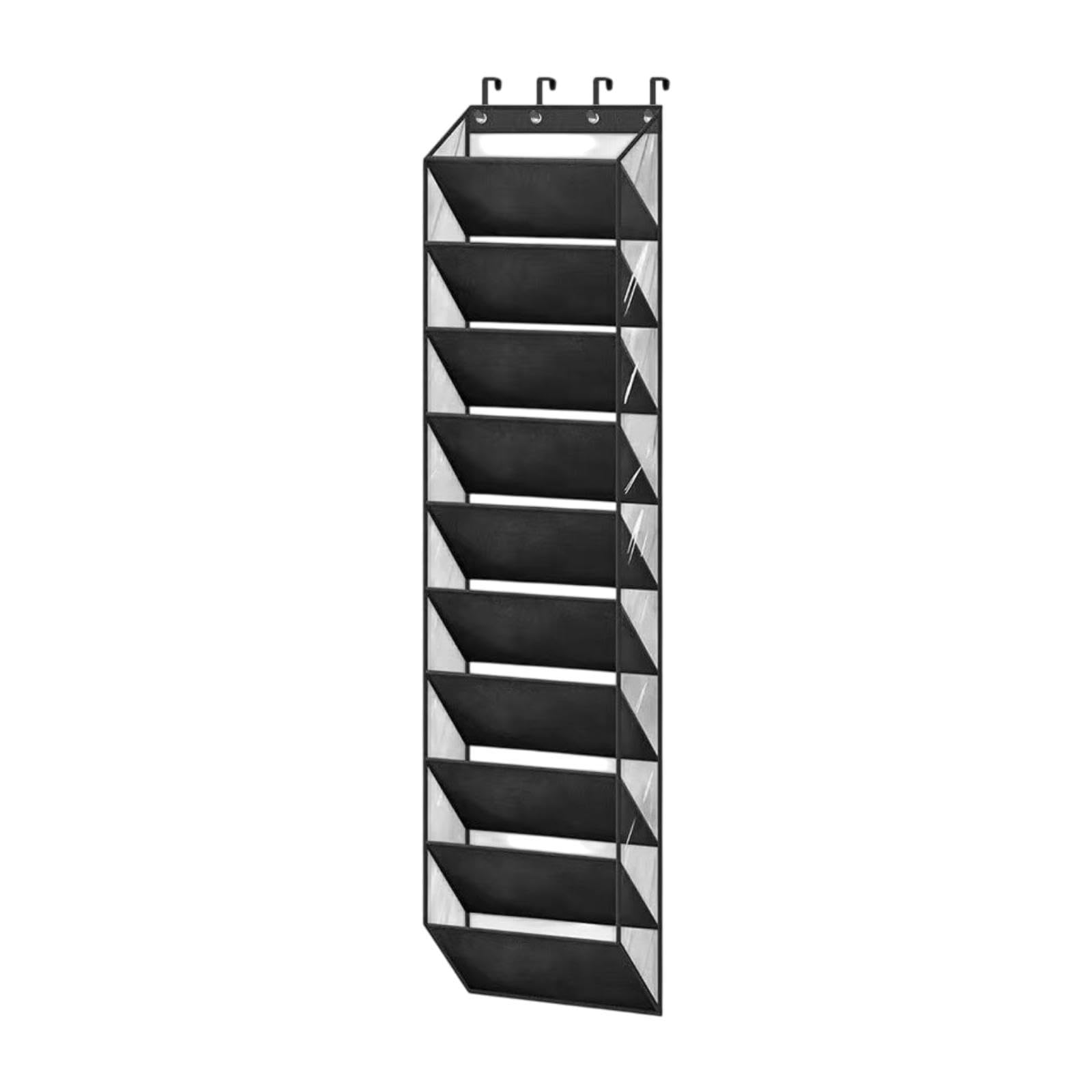 Wandhängender Schuhregal über Tür Schuhaufbewahrungstasche Oxford Stoff PVC Organizer Hängender Pouch für Flur Schlafzimmer Garderobe, Schwarz
