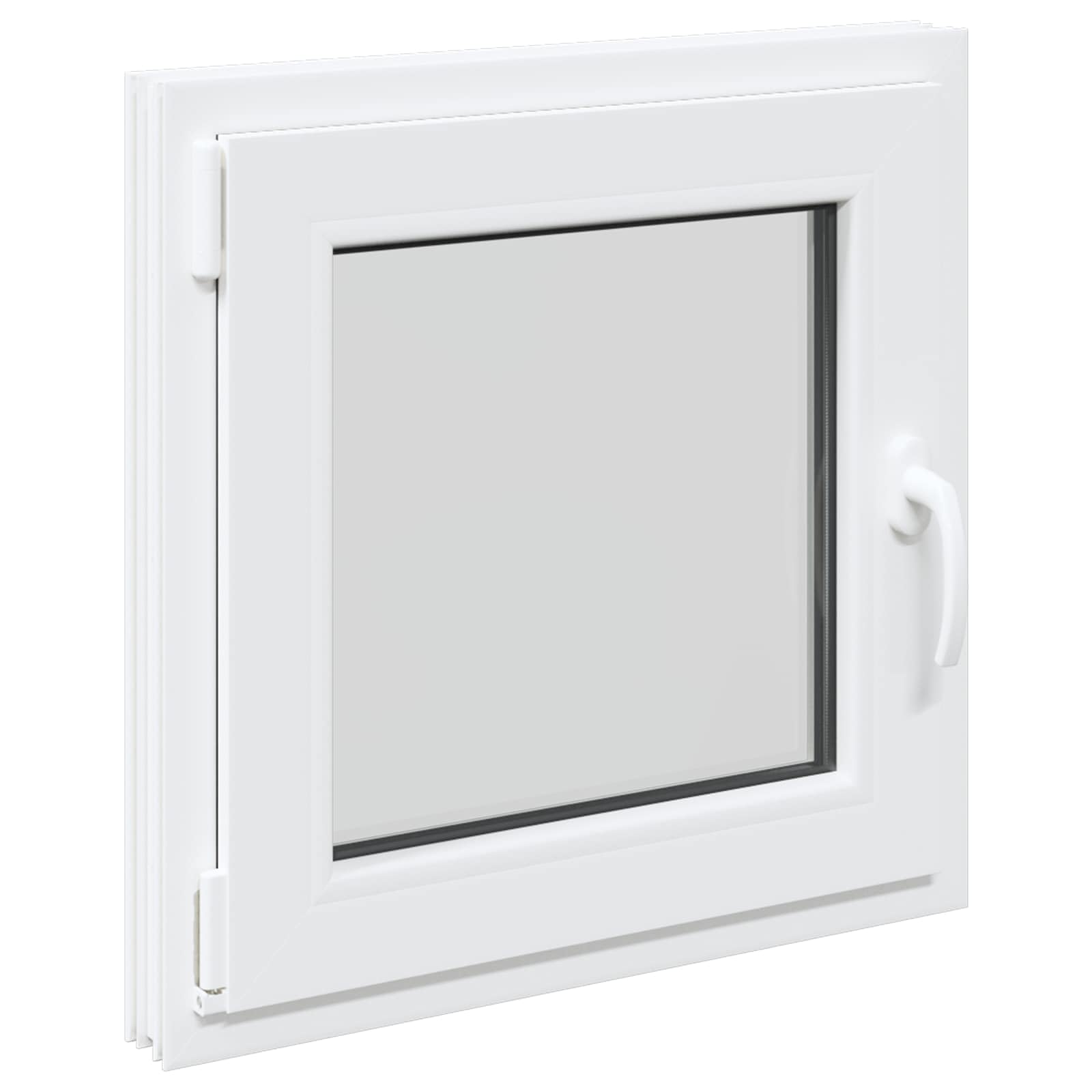 vidaXL Ventana de sótano RISOR 60 x 60 cm PVC y Vidrio Blanco, Sótano, Aislante Térmico Moderno y Duradero para Ventanas Eficientes, Accesorios de Vidrio PVC Aislantes
