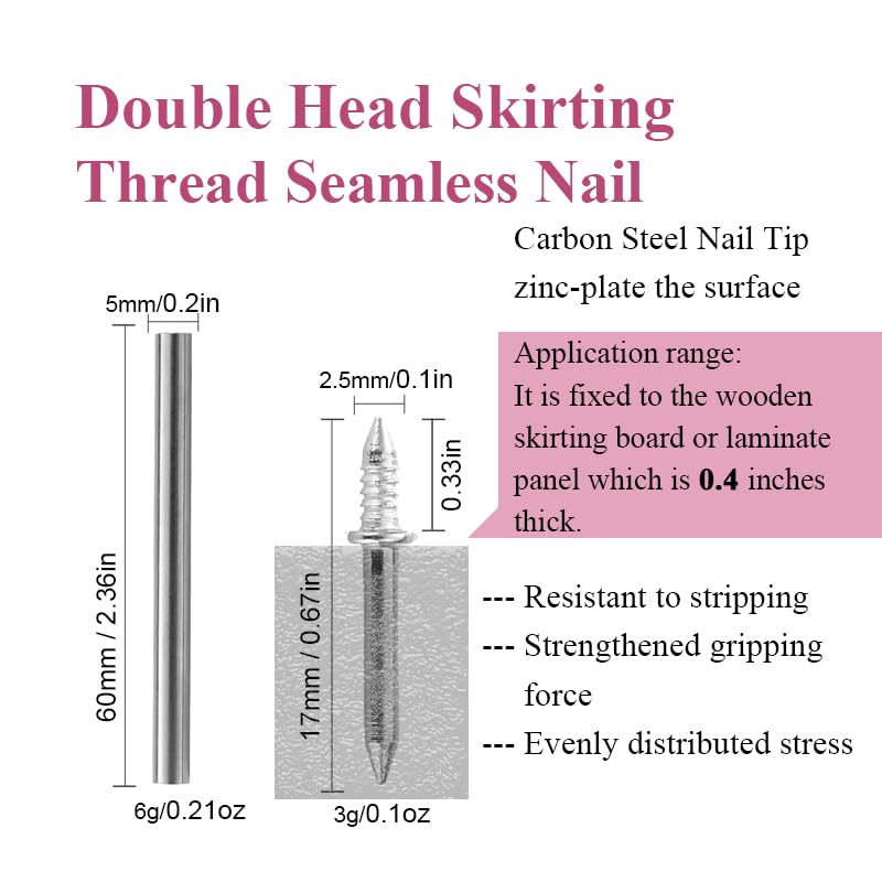 500pcs Double - Head Skirting Thread Seamless Nails with Sleeve Tool Non - Marks, Invisible Security Screws for Wood Veneer