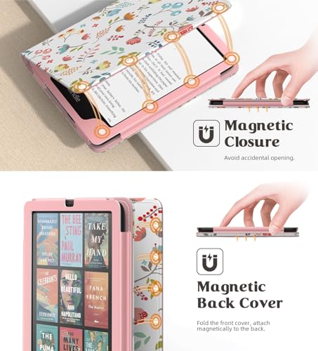 Image of MoKo Case for 7 inch /6.8 inch Kindle Paperwhite(12th /11th Gen-2024 /2021) and Kindle Colorsoft Signature Edition, Slim PU Shell Cover Case with Auto-Wake /Sleep for Kindle Paperwhite 2024, Brilliant Flowers