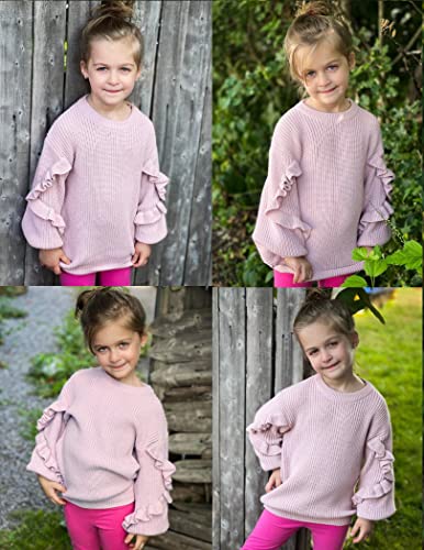 Arshiner Girls Long Lantern Sleeve Sweaters Crew Neck Knit Pullover Jumper Top3