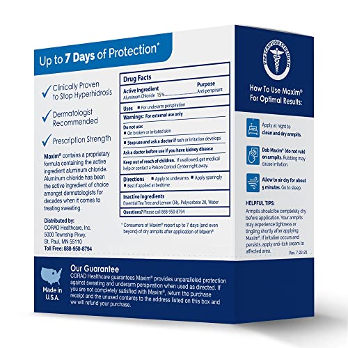 Maxim Antiperspirant Deodorant Towelette - Deodorant Wipes Individually Wrapped, Contains Active Aluminum Chloride, Excessive Sweating And Hyperhidrosis Treatment (4-Pack, 10 Wipes Per Pack)