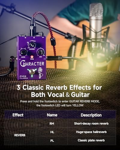 Image of FLAMMA FV03 Vocal Effects Pedal Voice Processor Vocal Amplifier Stompbox Voice Changing Sounds Like Robot Male Female Baby with Delay Reverb Effects for Polishing Up Vocals Includes Guitar Playing