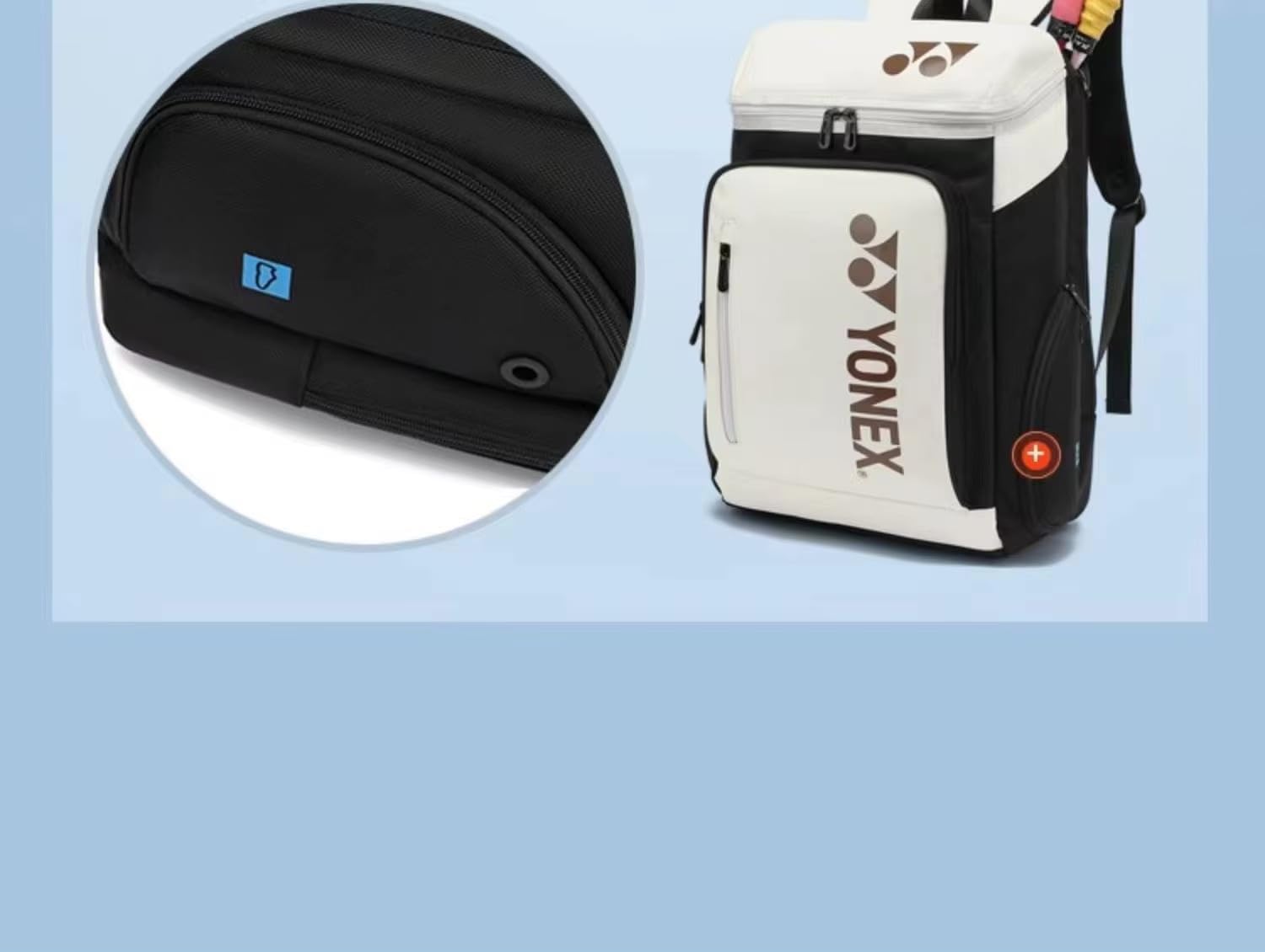 YONEX Bolsa Deportiva de Raqueta para Bádminton y Tenis, Compartimento Separado para Zapatos, Blanco y Negro