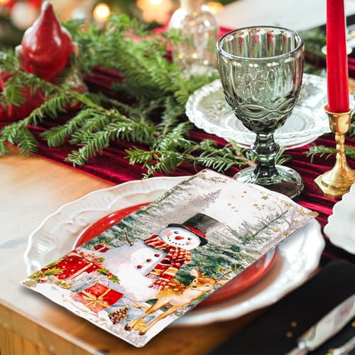 Servilletas de Navidad Whaline: 50 unidades de papel desechables con diseño de muñeco de nieve 4