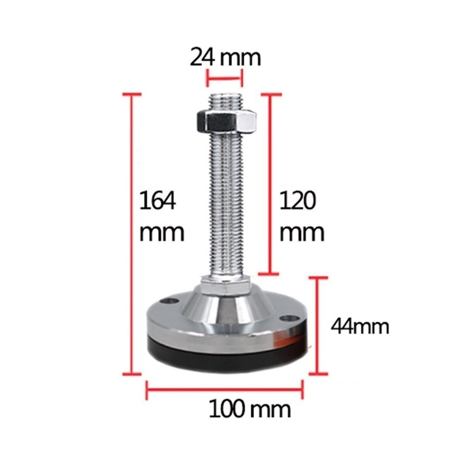 Niveladores de muebles ajustables, 2 piezas de M24, nivel de muebles roscados M30 Instalación de pies niveladores for máquinas de servicio pesado, pies niveladores ajustables(100*m30*200mm)