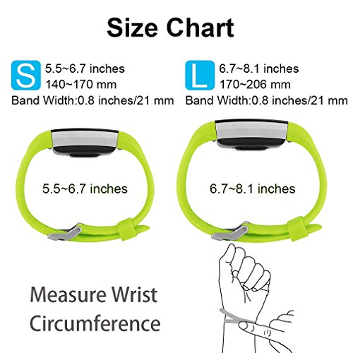 POY Replacement Bands Compatible for Fitbit Charge 2, Special Edition Adjustable Sport Wristbands, Large Yellow Green
